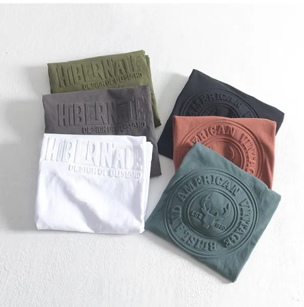 Design American Vintage Logo Embossed T-Shirt Dark Green T-Shirt T-Shirts - 7