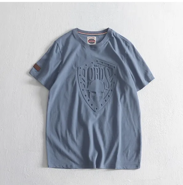 Design American Vintage Logo Embossed T-Shirt Dark Green T-Shirt T-Shirts - 16
