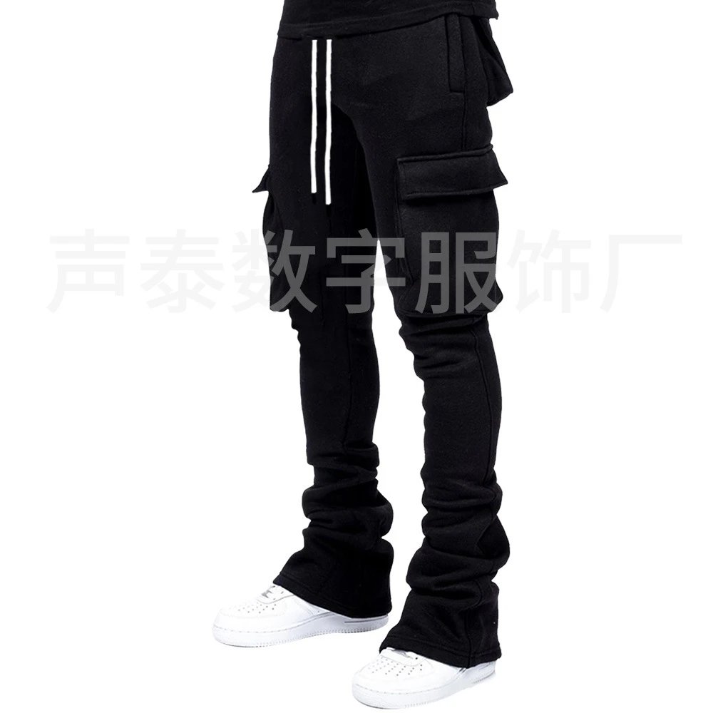 Design Cargo Sweatpants Black with White Drawstring - 5