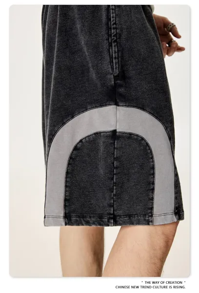 Design BE Thrived Army Green-Khaki Patchwork Shorts - 43