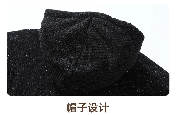 Design Corduroy Hoodie Black - 20