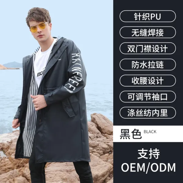 Design Water-Resistant Trench Coat Black Outerwear - 1