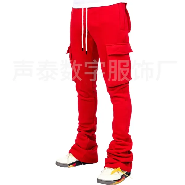 Design Cargo Sweatpants Black with White Drawstring - 11