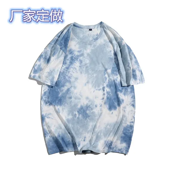 Design Tie-Dye Oversized T-Shirt Blue and White - 1