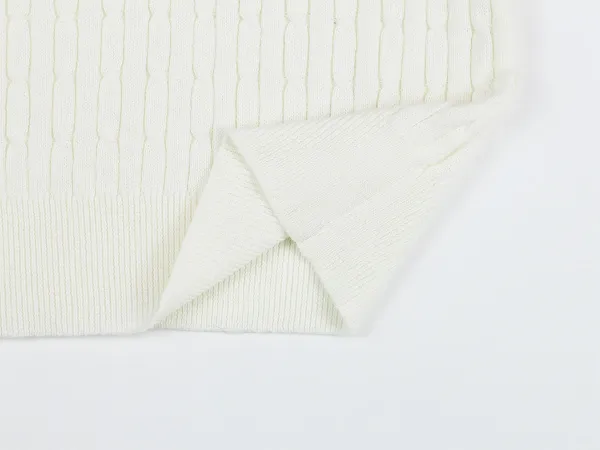 Fred Perry Cable Knit Polo Cream with Tennis Embroidery Tops Polo - 13