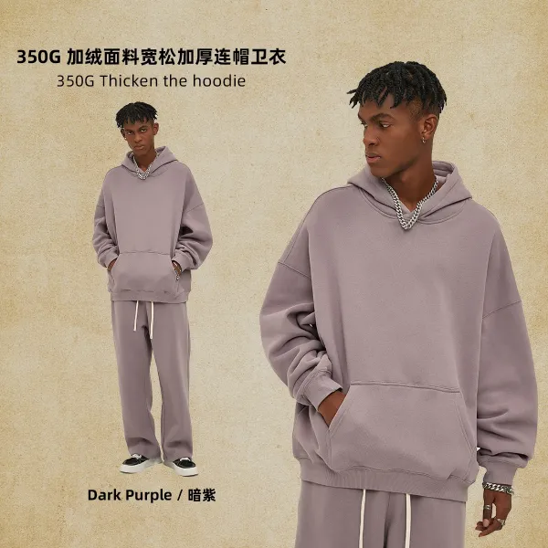 Design 350G Thickened Fleece Oversized Hoodie Dark Purple - 1