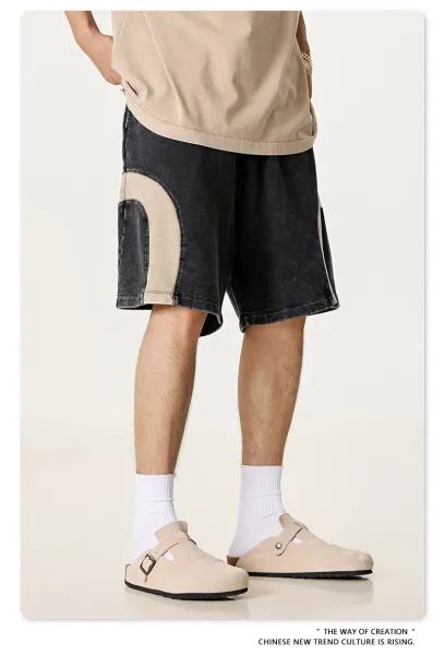 Design BE Thrived Army Green-Khaki Patchwork Shorts - 22