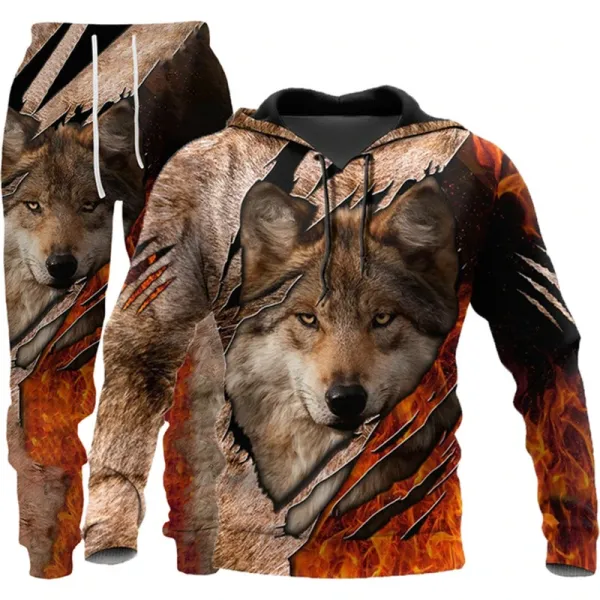 Design Norse Mythology Print Hoodie and Sweatpants Set Black White - 6