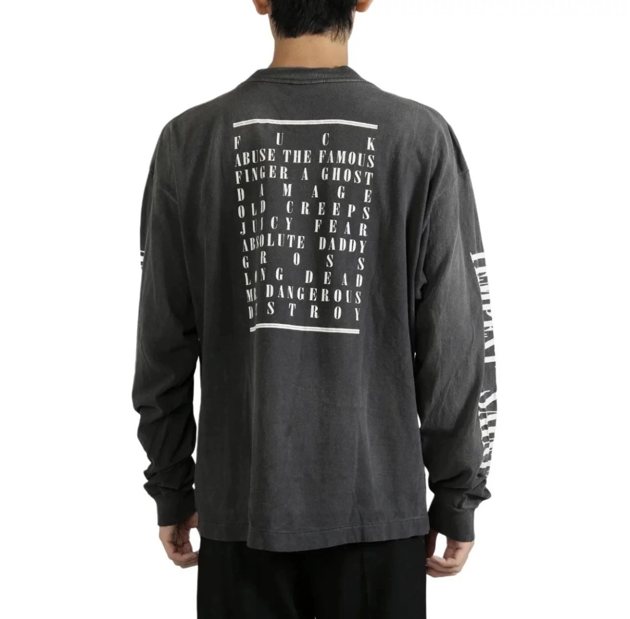 Design Graffiti Print Oversized Long-Sleeve T-Shirt White - 47