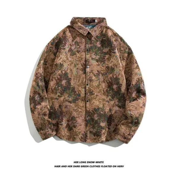 Design Floral Print Corduroy Shirt Multicolor - 1