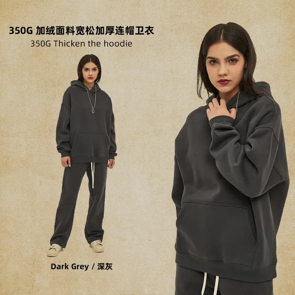 Design 350G Thickened Oversized Hoodie Dark Grey - 1