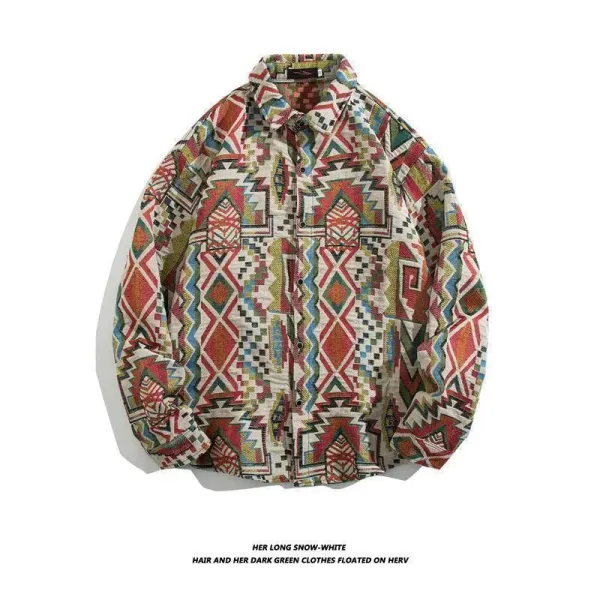 Design Aztec Print Oversized Shirt Multicolor - 1