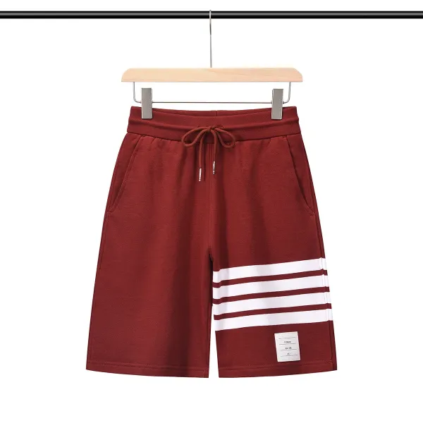 Thom Browne Four-Bar Stripe Sweatshorts Burgundy Shorts - 1