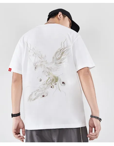 Design Phoenix Embroidered White T-Shirt - 17