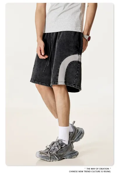 Design BE Thrived Army Green-Khaki Patchwork Shorts - 39
