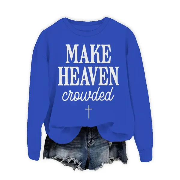 Design Make Heaven Crowded Blue Cropped Sweatshirt Sweater - 1