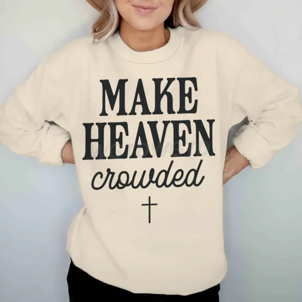 Design Make Heaven Crowded Graphic Sweatshirt Beige Hoodie - 1
