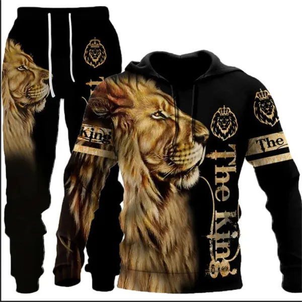 Design Norse Mythology Print Hoodie and Sweatpants Set Black White - 10