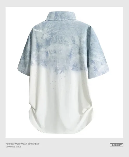 Design Tie-Dye Ombre Short Sleeve Shirt Tops Shirt - 20