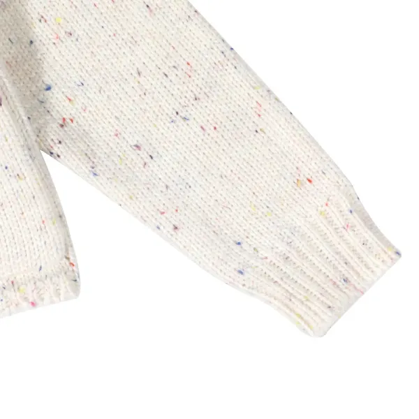 Design Cropped Speckled Knit Cardigan White Outerwear.cardigan - 9