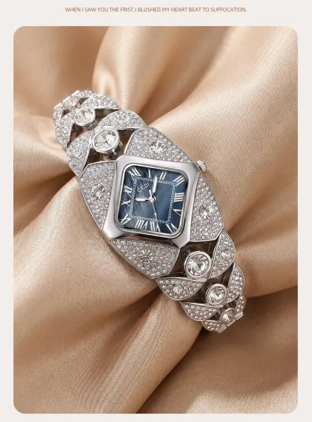 Design GEDI Crystal-Embellished Blue Mother-of-Pearl Dial Quartz Watch Watches - 17