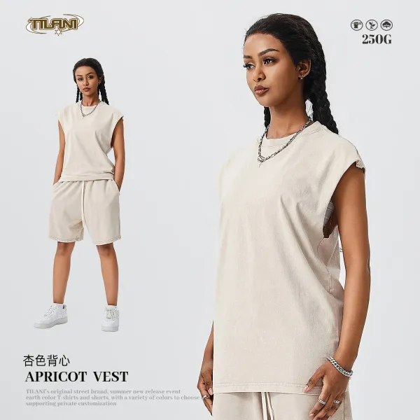 Design TILANI Apricot Vest Beige Sleeveless Top Vest Top - 1