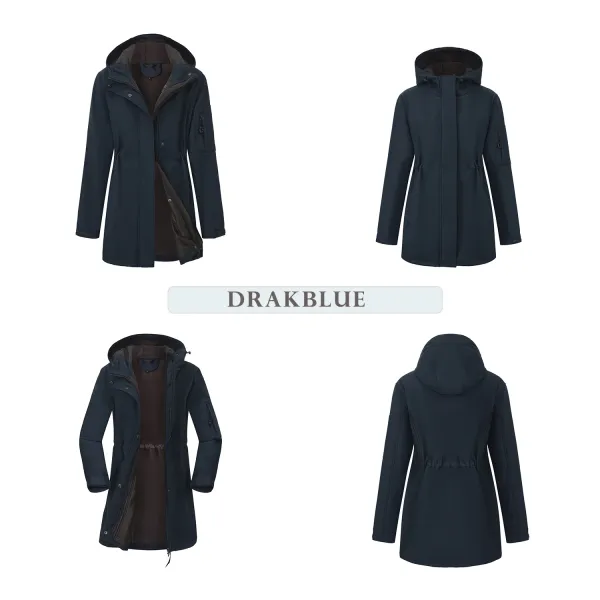 Design Water-Resistant Hooded Trench Coat in Black Outerwear - 15
