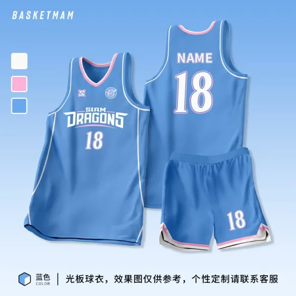 Design Siam Dragons Custom Basketball Jersey Set Blue Activewear - 1