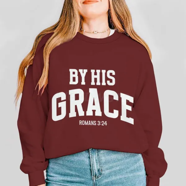 Design By His Grace Romans 3:24 Burgundy Hoodie - 1