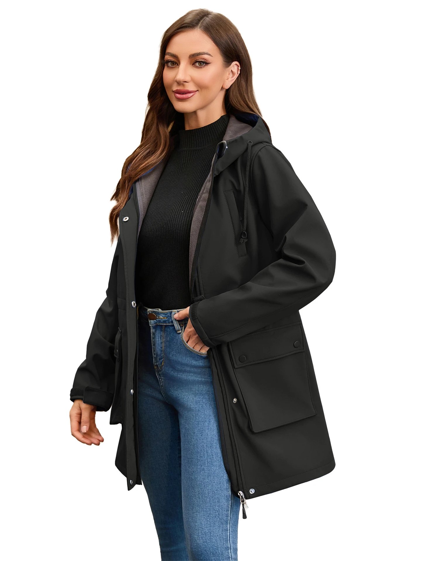 Design Parka-Style Hooded Coat Army Green Outerwear - 27