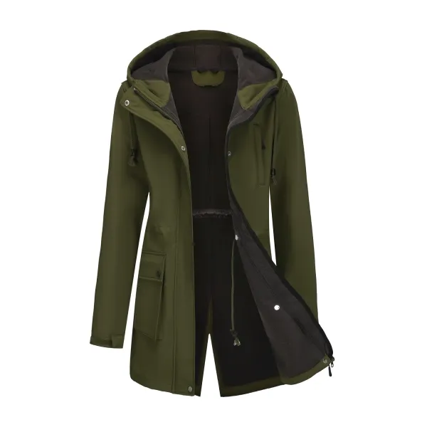 Design Parka-Style Hooded Coat Army Green Outerwear - 59