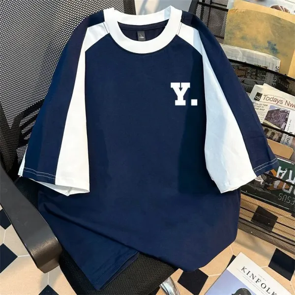 Design Y. Logo Raglan Sleeve T-Shirt Navy and White - 1