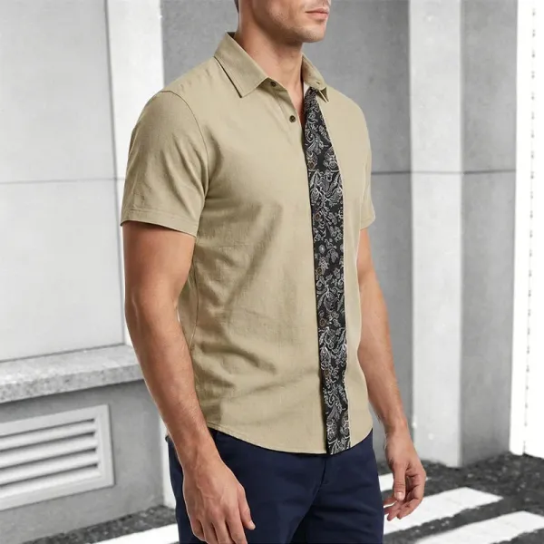 Design Paisley Panel Shirt Black - 11