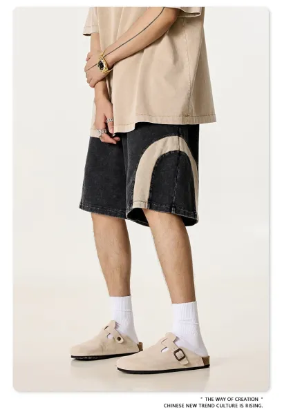 Design BE Thrived Army Green-Khaki Patchwork Shorts - 21