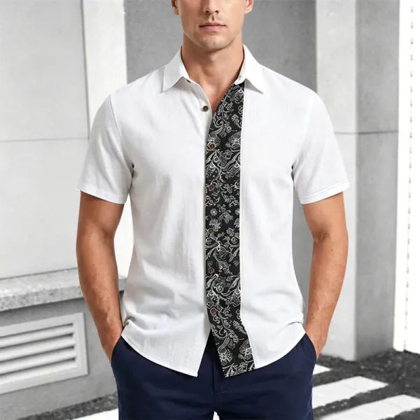 Design Paisley Panel Shirt Black - 21