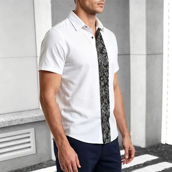Design Paisley Panel Shirt Black - 22