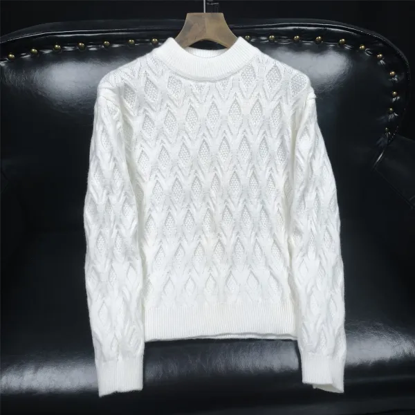 Design Cable Knit Diamond Pattern Turtleneck Sweater Black - 4