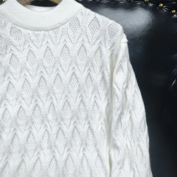 Design Cable Knit Diamond Pattern Turtleneck Sweater Black - 11