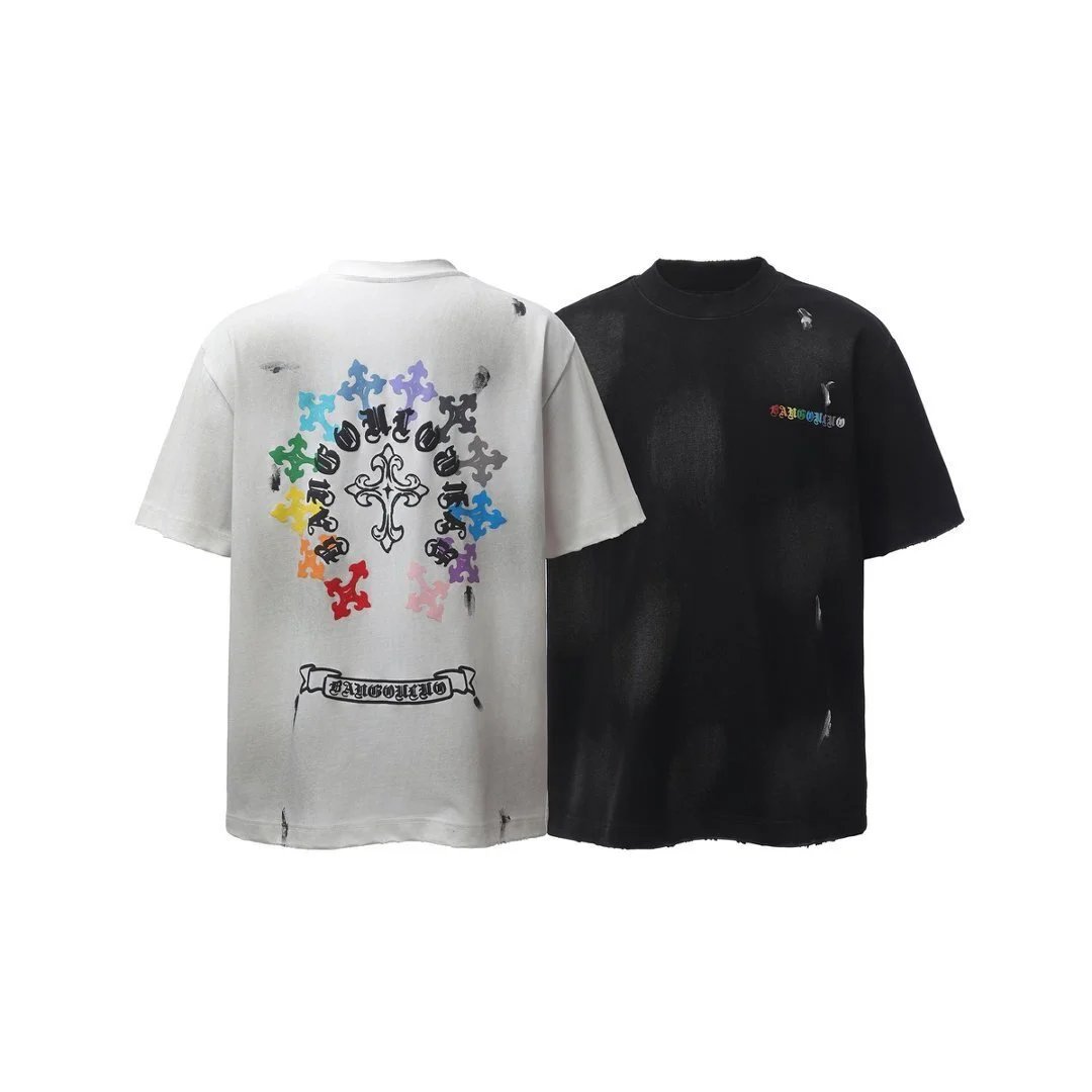 Design Distressed Rainbow Logo T-Shirt White - 2