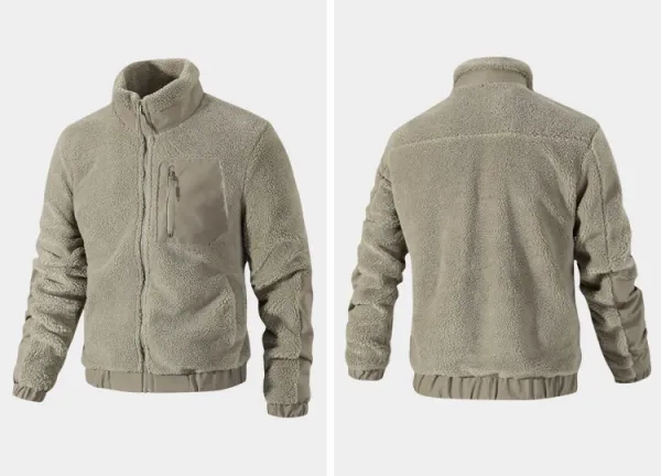 Design Fleece Sherpa Jacket Beige Outerwear - 11
