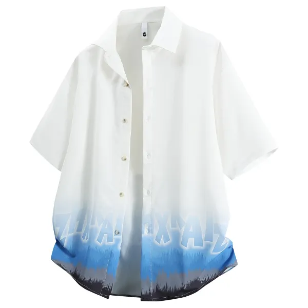 Design Gradient Print Short-Sleeve Shirt White / Blue - 1