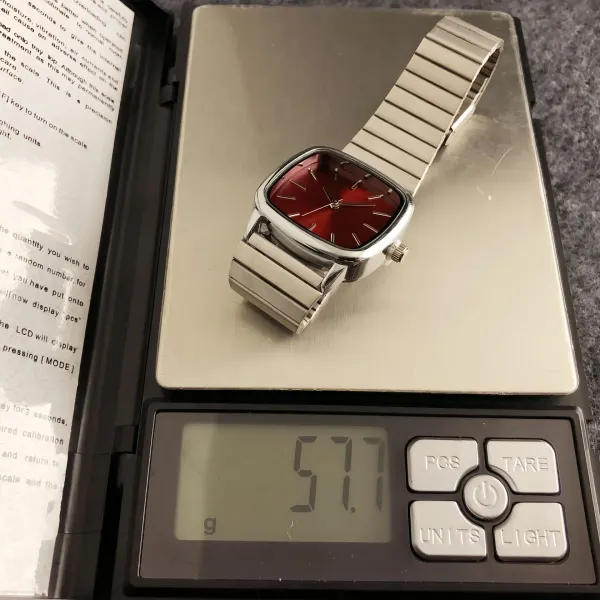 Design Square Dial Rose Red Quartz Watch with Stainless Steel Bracelet Watches - 13