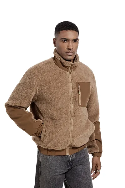 Design Fleece Sherpa Jacket Beige Outerwear - 27