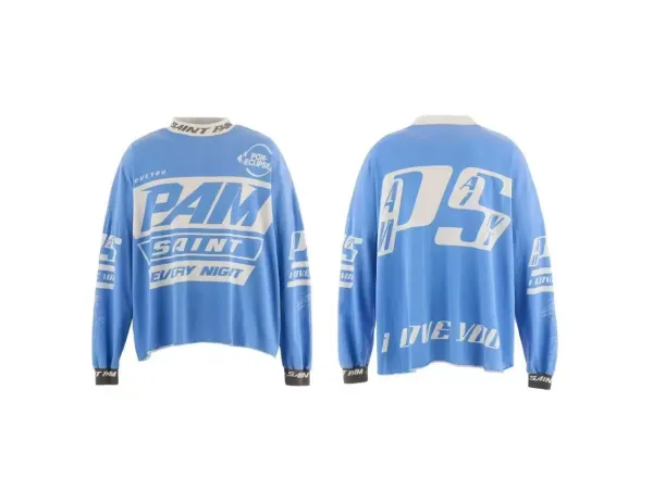 Palm Angels PAM Saint x Fox Eclipse Long-Sleeve Jersey Blue Jersey - 1