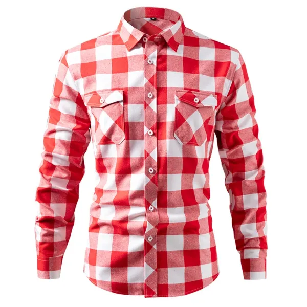 Design Classic Black and White Checkered Flannel Shirt Tops Shirt - 18
