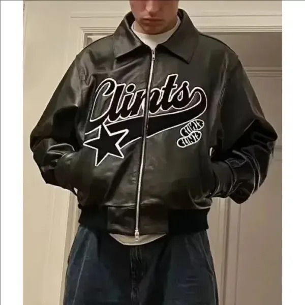 Design Clinqts Leather Bomber Jacket Black Leather Jacket - 3