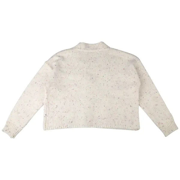 Design Cropped Speckled Knit Cardigan White Outerwear.cardigan - 8