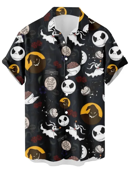 Design Cat Face Print Black Hawaiian Shirt - 44