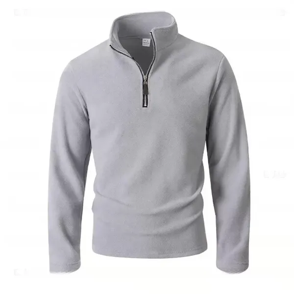 Design Fleece Quarter-Zip Pullover Gray Top - 1