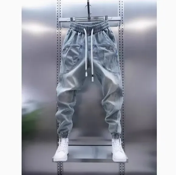 Design Cargo Jogger Jeans Light Wash Blue - 3